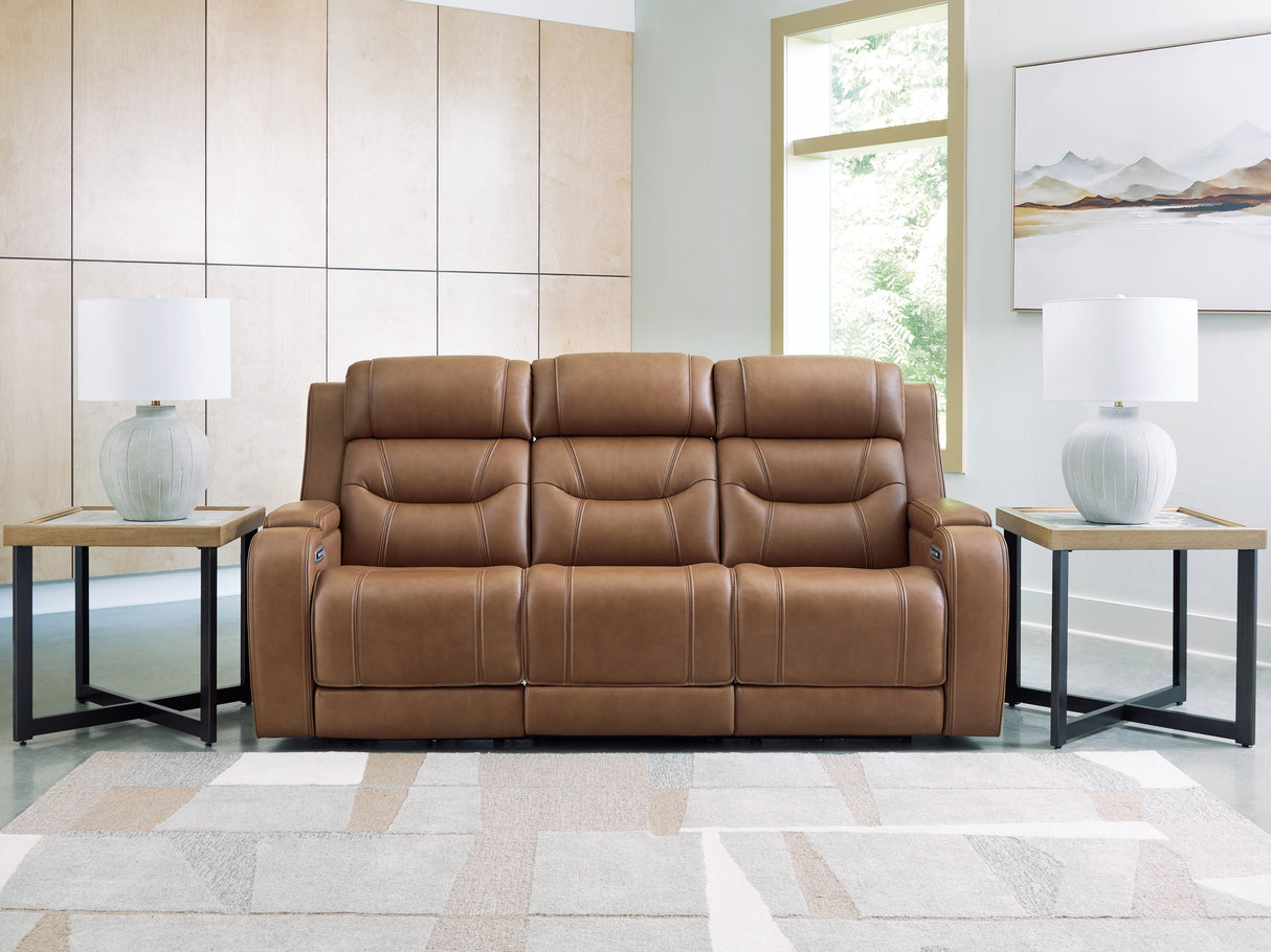 Furniture City - MS - Ashley Furniture - Knightington Living Room - PWR REC Sofa w/Audio Seating / Caramel - PCU1160015A