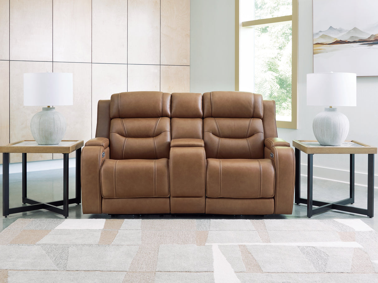 Furniture City - MS - Ashley Furniture - Knightington Living Room - PWR REC Love w/Audio Seating / Caramel - PCU1160018A