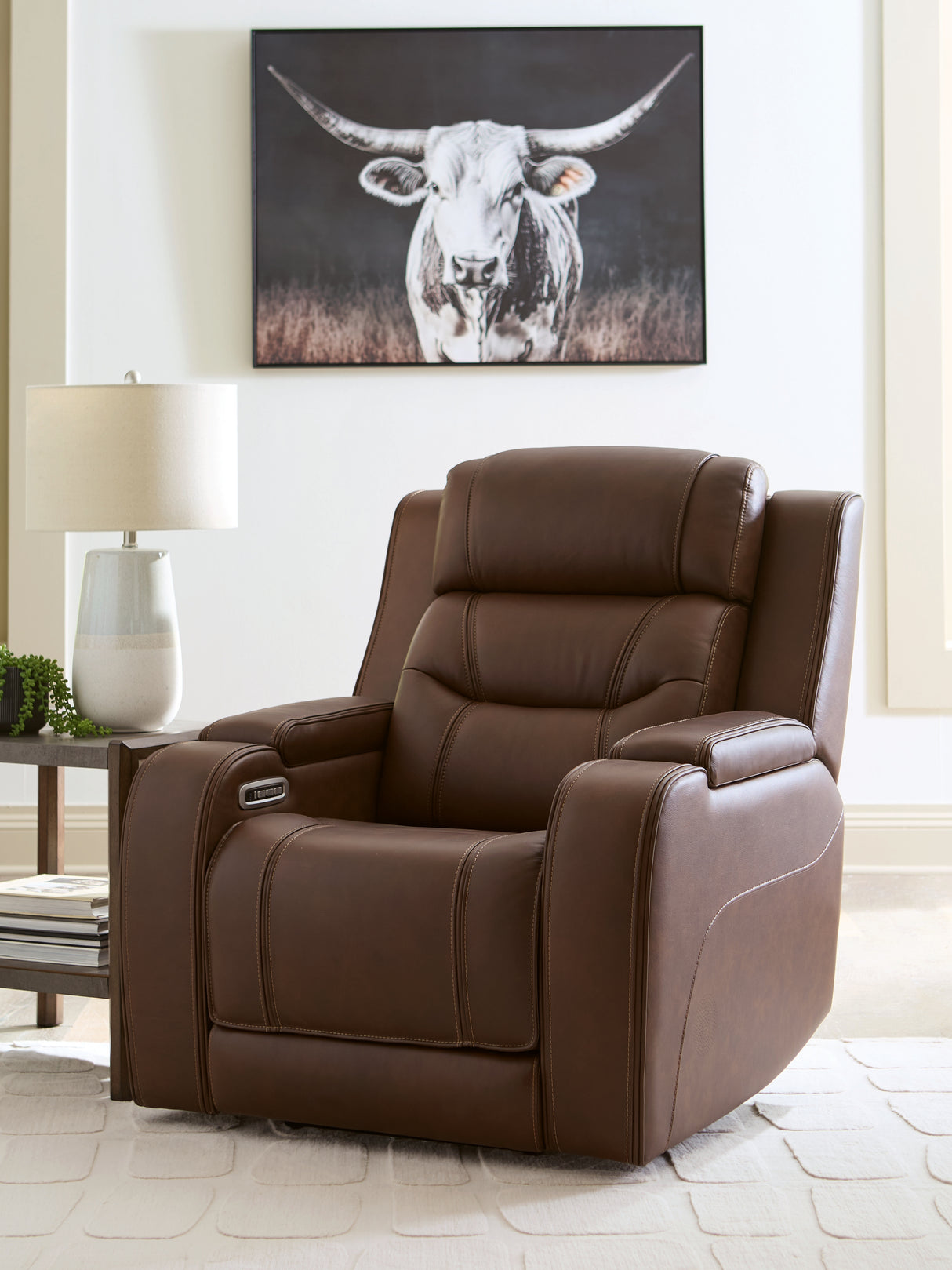 Furniture City - MS - Ashley Furniture - Knightington Living Room - Power Recliner w/Audio Seating / Brown - PCU1160213A