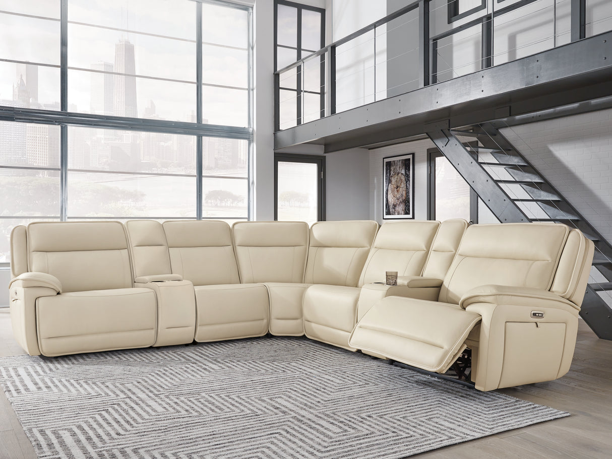Furniture City - MS - Ashley Furniture - Double Deal Sectional - 7-Piece Reclining Sectional with 2 Consoles / Almond - U13001S9