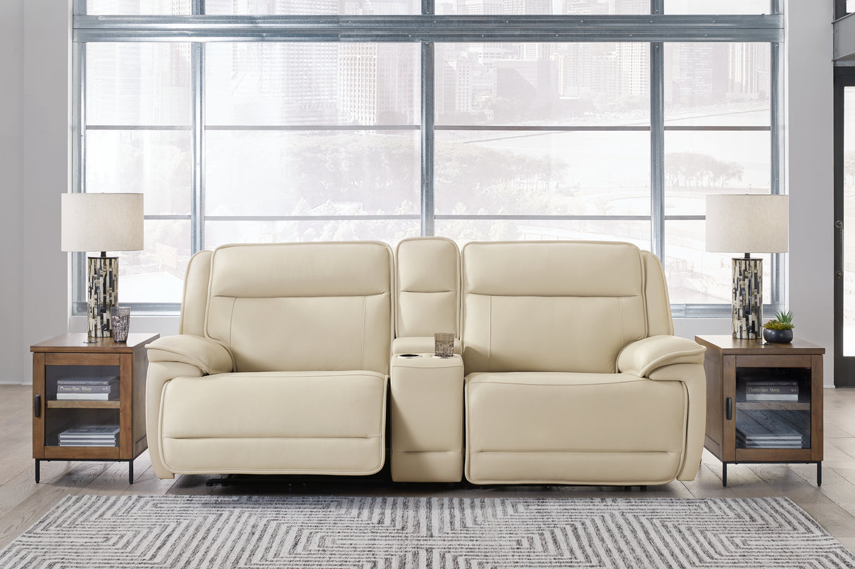 Furniture City - MS - Ashley Furniture - Double Deal Sectional - 3-Piece Power Reclining Loveseat Sectional with Console / Almond - U13001S4