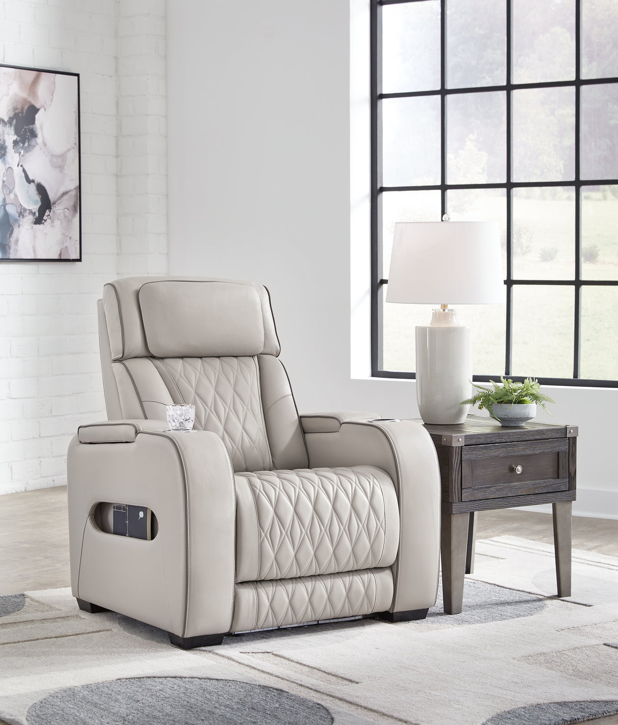 Furniture City - MS - Ashley Furniture - Boyington Living Room - PWR Recliner/ADJ Headrest / Gray - U2710513