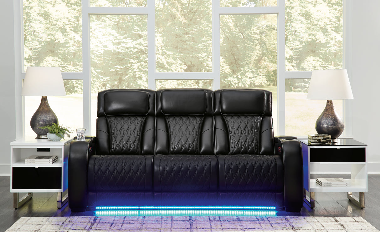 Furniture City - MS - Ashley Furniture - Boyington Living Room - PWR REC Sofa with ADJ Headrest / Black - U2710615