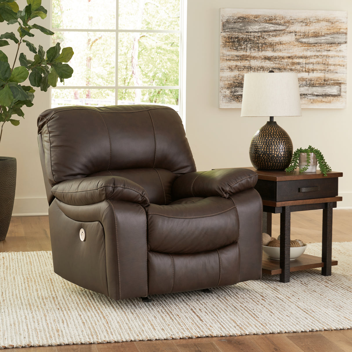 Furniture City - MS - Ashley Furniture - Leesworth Living Room - Reclining Power Sofa / Ocean - U4380987