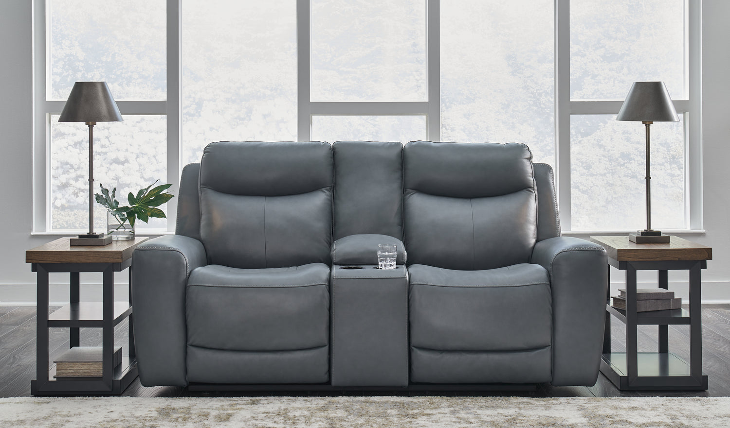 Furniture City - MS - Ashley Furniture - Mindanao Living Room - PWR REC Loveseat/CON/ADJ HDRST / Steel - U5950418
