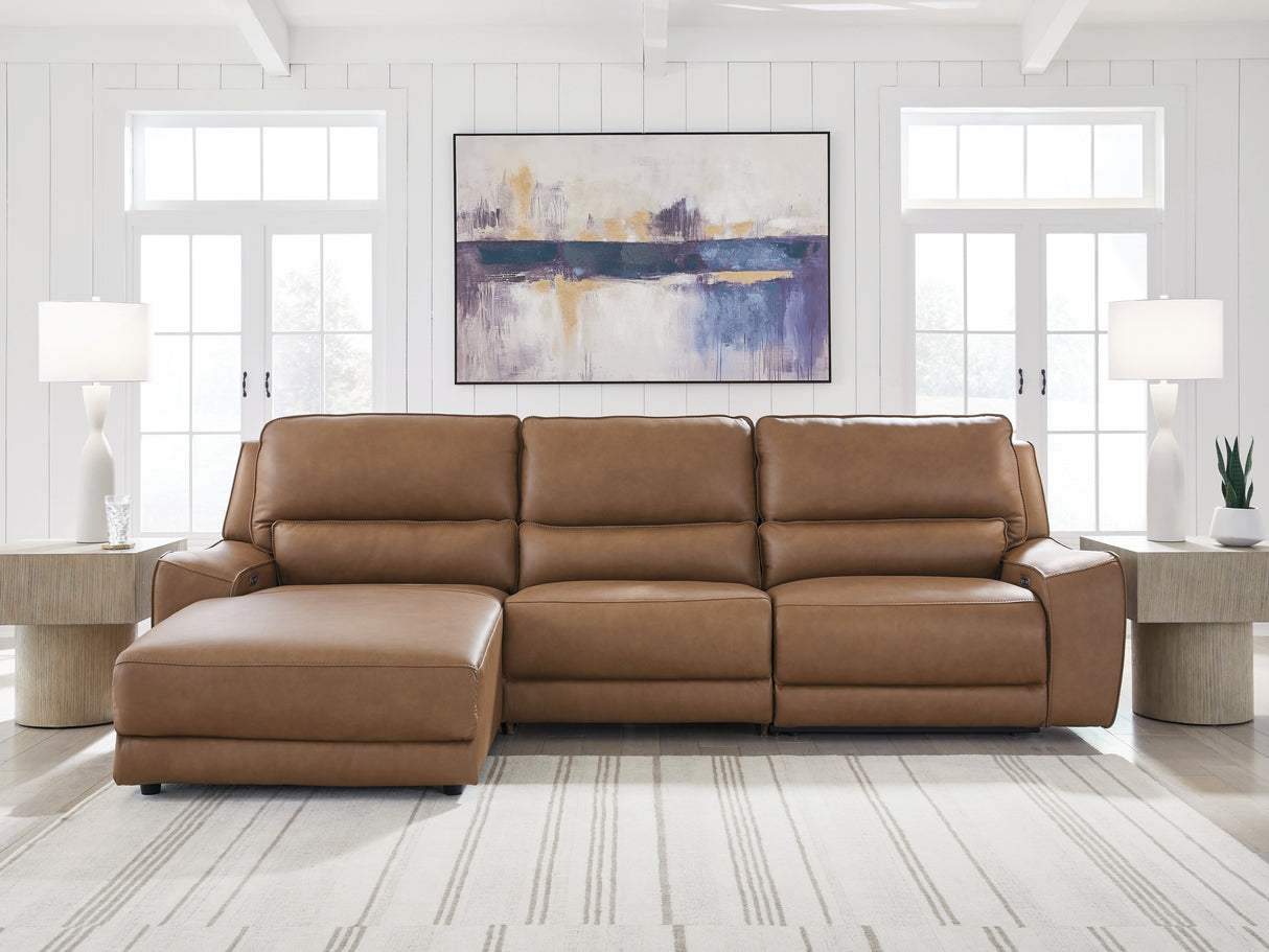 Furniture City - MS - Ashley Furniture - DeepWakes Sectional - 3-Piece Reclining Sofa Chaise / Caramel - PCU62606S23