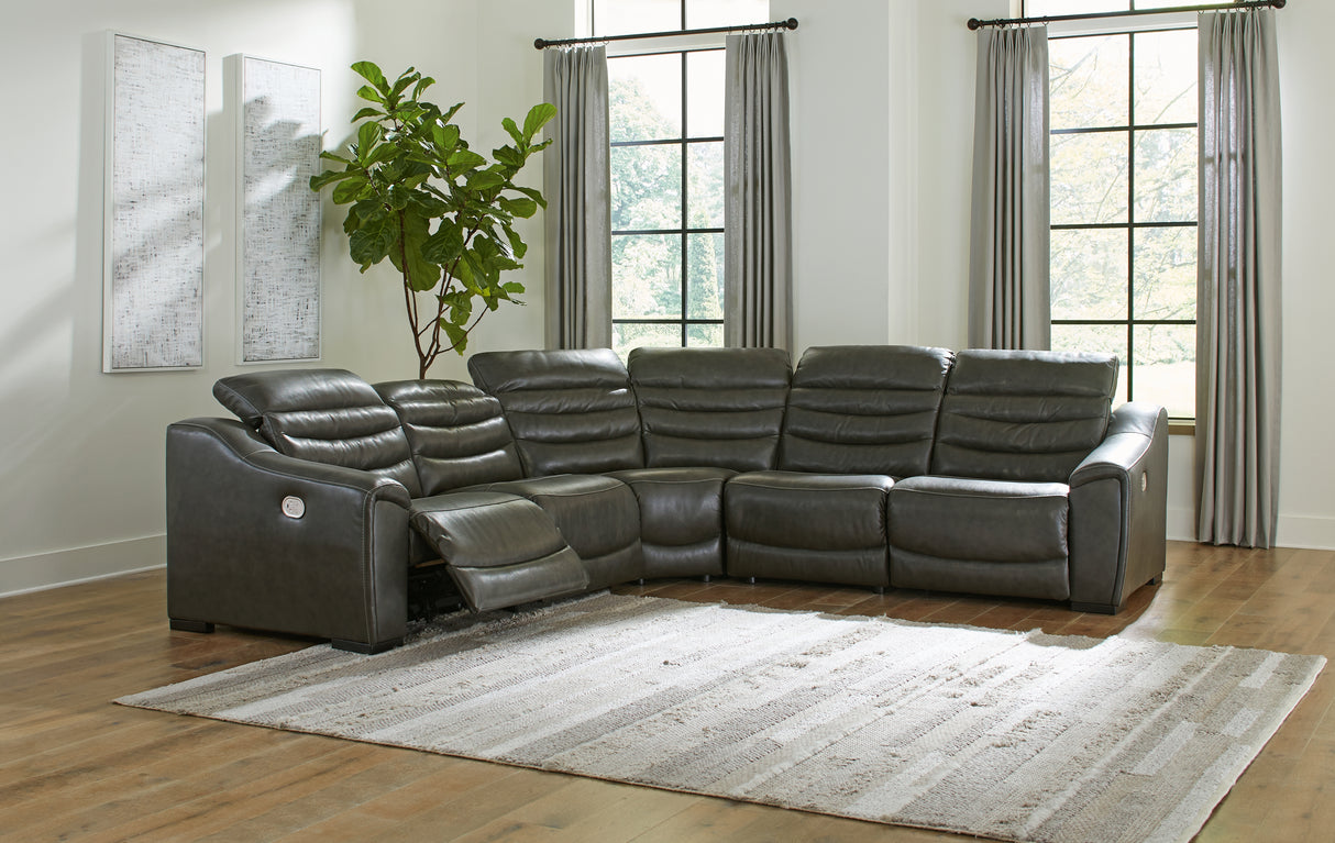 Furniture City - MS - Ashley Furniture - Center Line Sectional - 5-Piece Power Reclining Sectional / Dark Gray - U63404S3