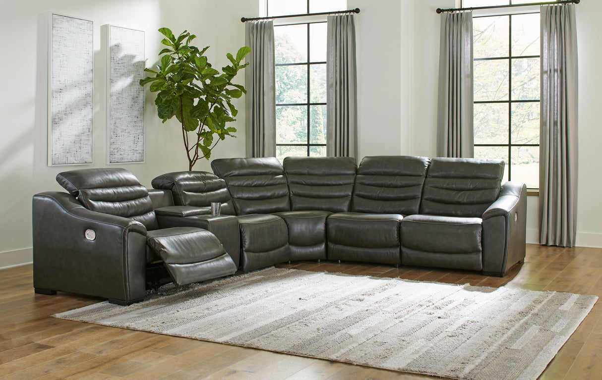 Furniture City - MS - Ashley Furniture - Center Line Sectional - 6-Piece Power Reclining Sectional / Dark Gray - U63404S4