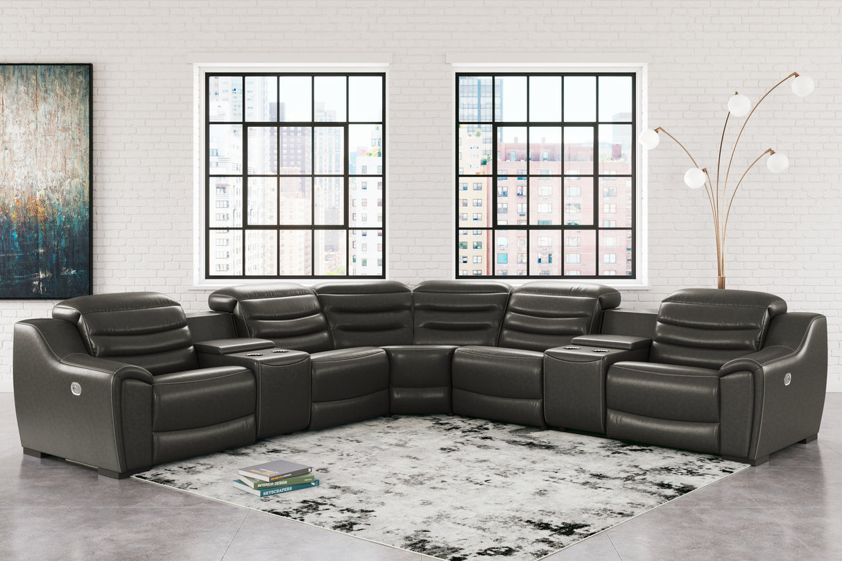 Furniture City - MS - Ashley Furniture - Center Line Sectional - 7-Piece Power Reclining Sectional / Dark Gray - U63404S7