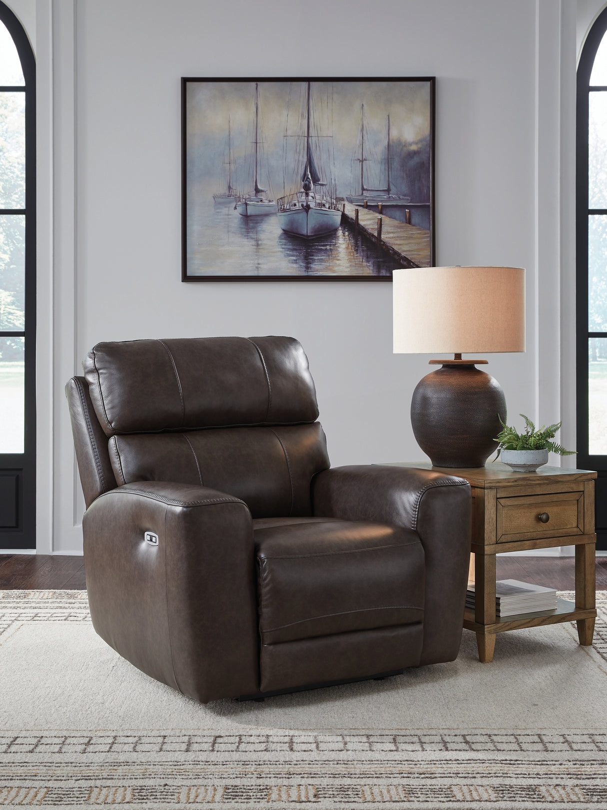 Furniture City - MS - Ashley Furniture - Crossplex Living Room - PWR Recliner/ADJ Headrest / Smoke - PCU6450613