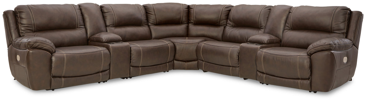 Furniture City - MS - Ashley Furniture - Dunleith Sectional - 7-Piece Power Reclining Sectional / Chocolate - U71604S7