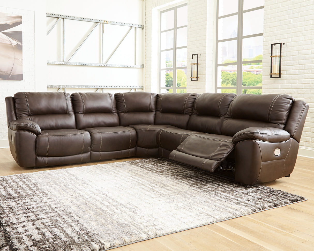 Furniture City - MS - Ashley Furniture - Dunleith Sectional - 7-Piece Power Reclining Sectional / Chocolate - U71604S7