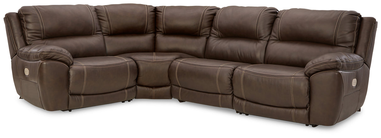 Furniture City - MS - Ashley Furniture - Dunleith Sectional - 4-Piece Power Reclining Sectional / Chocolate - U71604S6