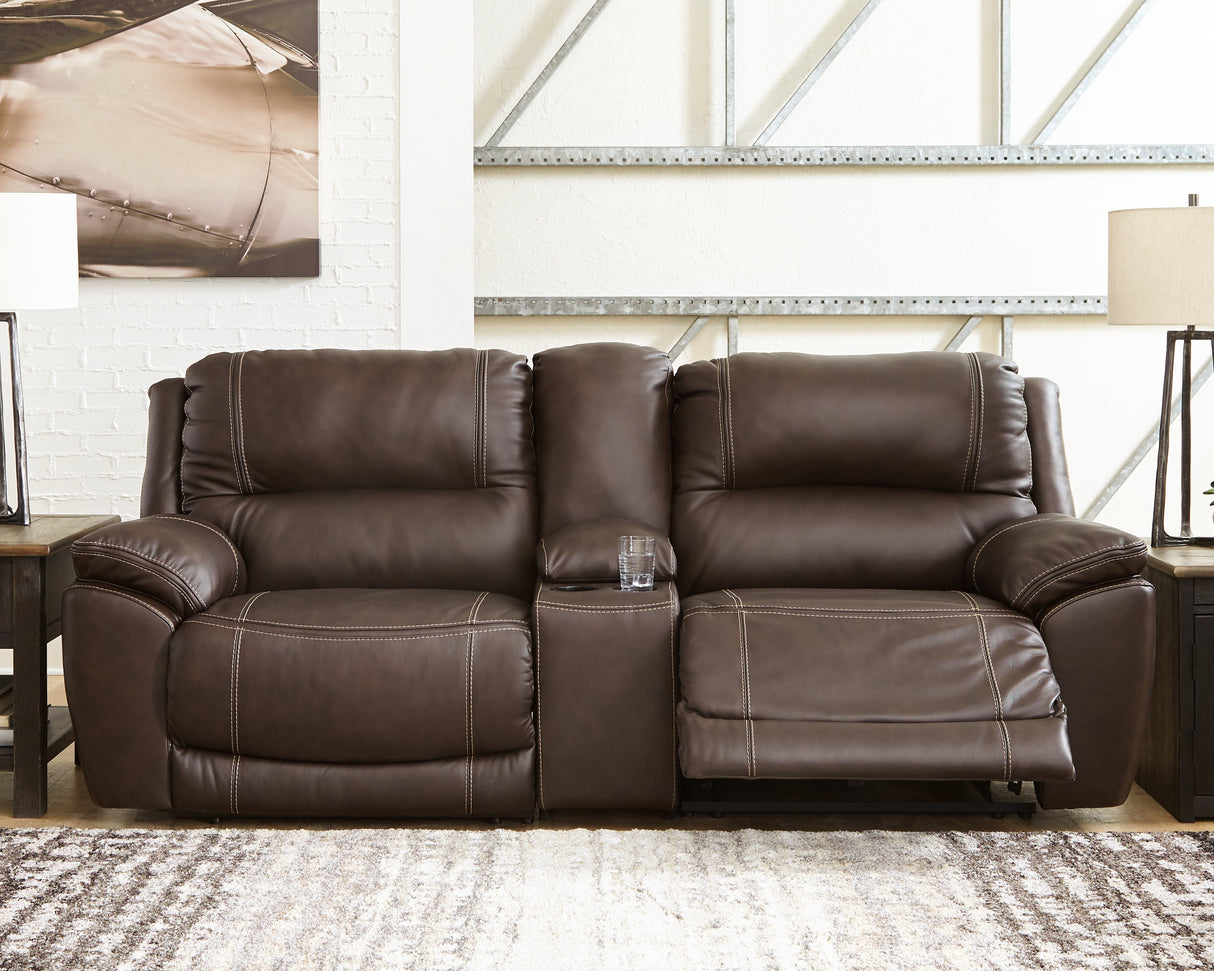 Furniture City - MS - Ashley Furniture - Dunleith Sectional - 3-Piece Power Reclining Loveseat with Console / Chocolate - U71604S4