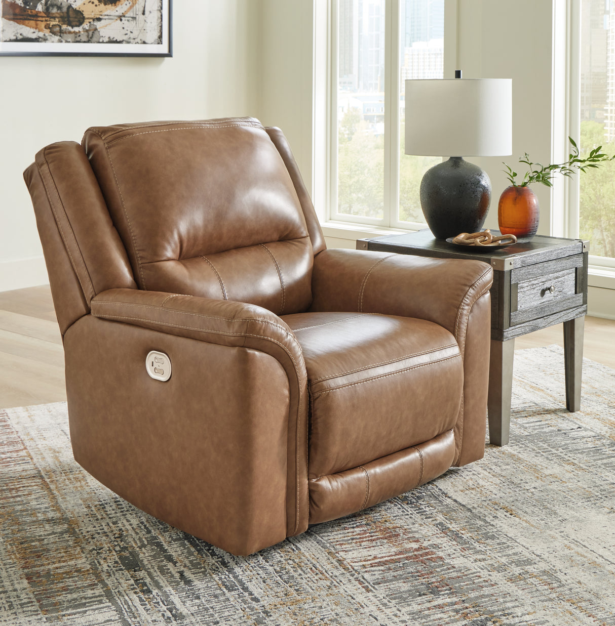 Furniture City - MS - Ashley Furniture - Trasimeno Living Room - PWR Recliner/ADJ Headrest / Caramel - U8281513