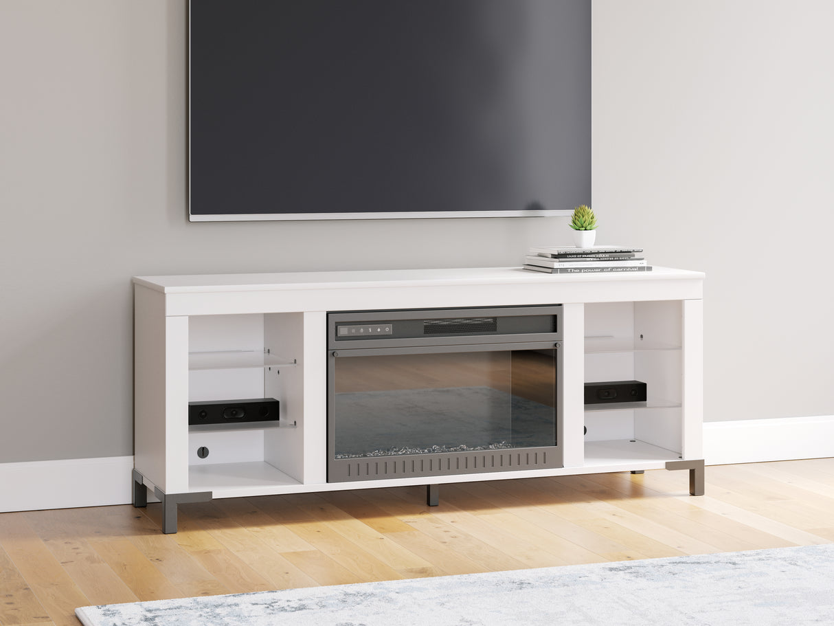 Furniture City - MS - Ashley Furniture - Brollevi TV Stand - 60" with Electric Fireplace / White - W2722-168
