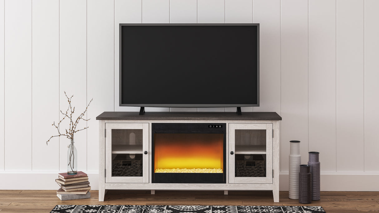 Furniture City - MS - Ashley Furniture - Dorrinson 60" TV Stand with Electric Fireplace - 60" TV Stand with Electric Fireplace / Two-tone - W287W2