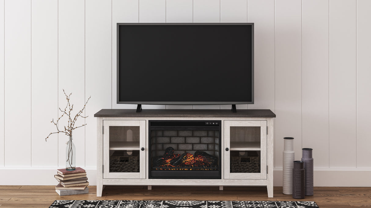 Furniture City - MS - Ashley Furniture - Dorrinson 60" TV Stand with Electric Fireplace - 60" TV Stand with Electric Fireplace / Two-tone - W287W3