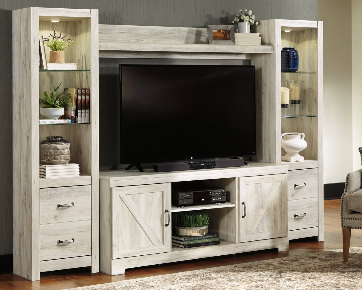Furniture City - MS - Ashley Furniture - Bellaby Entertainment Center - 4-Piece Entertainment Center / Whitewash - W331W2