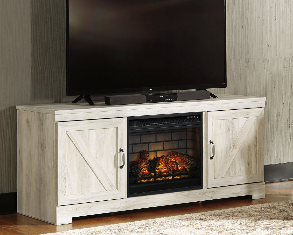 Furniture City - MS - Ashley Furniture - Bellaby 63" TV Stand with Electric Fireplace - 63" TV Stand with Electric Fireplace / Whitewash - W331W9