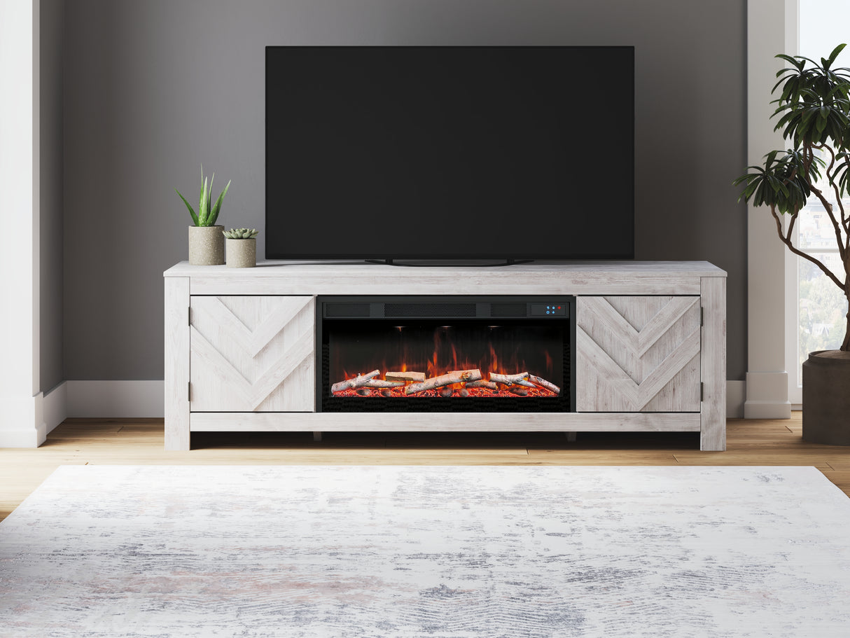 Furniture City - MS - Ashley Furniture - Cayboni 71" TV Stand with Electric Fireplace - 71" TV Stand with Electric Fireplace / Whitewash - W3788W1