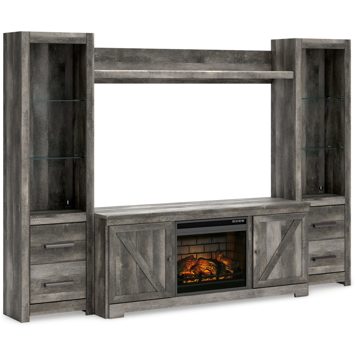 Furniture City - MS - Ashley Furniture - Wynnlow 4-Piece Entertainment Center with Electric Fireplace - 4-Piece Entertainment Center with Electric Fireplace / Gray - W440W8