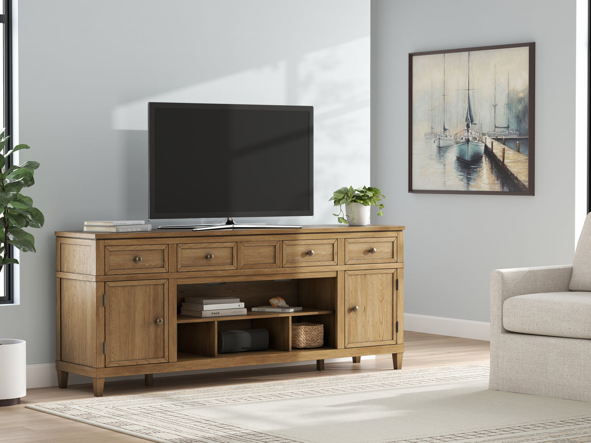 Furniture City - MS - Ashley Furniture - Sharlance 81" TV Stand - 81" / Light Brown - W655-68
