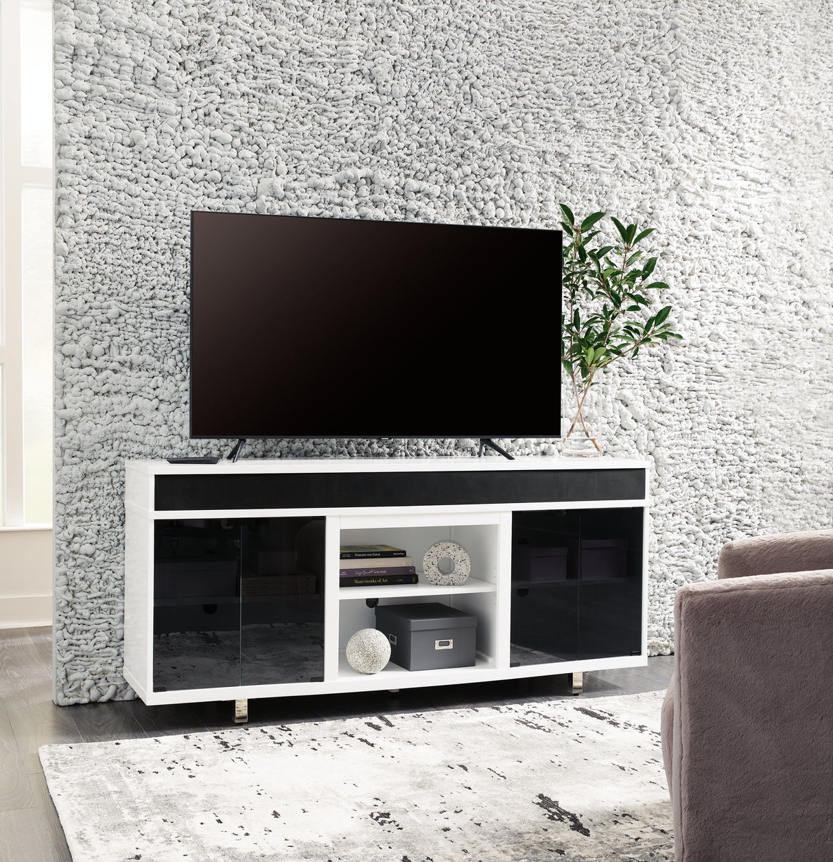 Furniture City - MS - Ashley Furniture - Gardoni 72" TV Stand - 72" / White/Black - W756-68