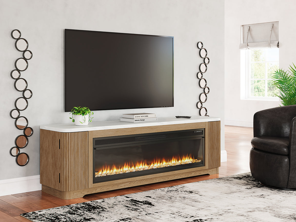 Furniture City - MS - Ashley Furniture - Camdill 80" TV Stand with Electric Fireplace - 80" TV Stand with Electric Fireplace / Light Brown - W808W1