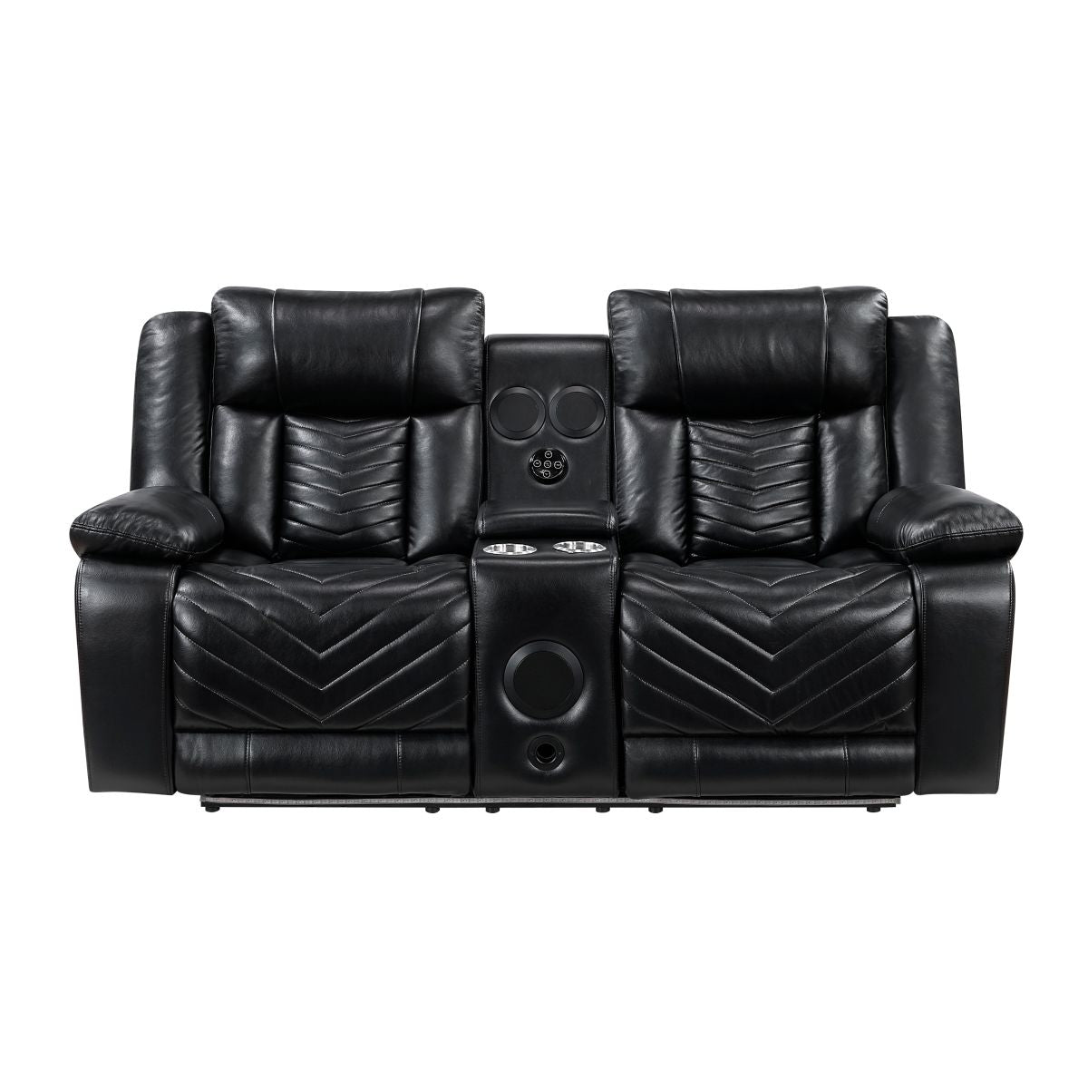 Huron - Power Double Reclining Loveseat With Center Console, Wireless Speakers, LED And Charging Ports