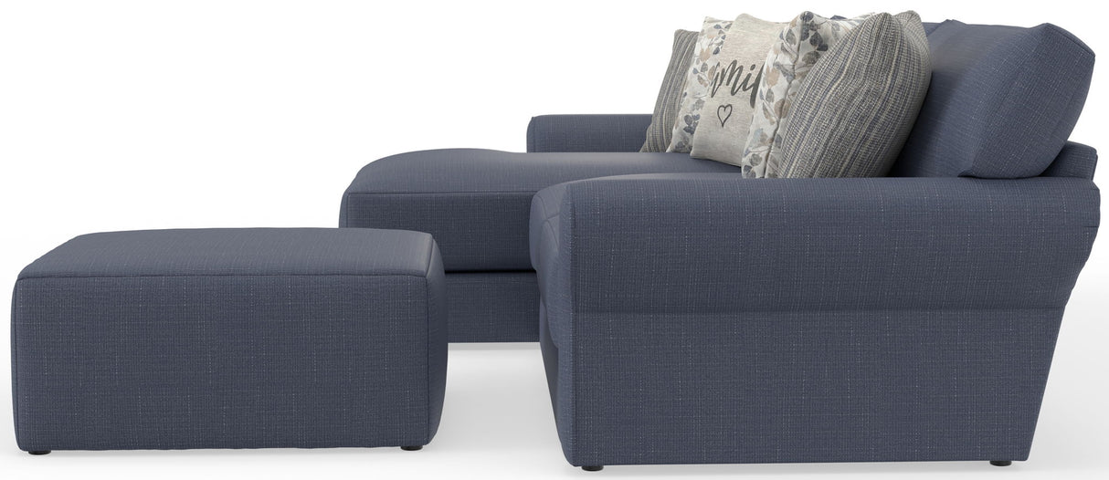 Cape May - Sofa Chaise With Comfort Coil Seating, 41" Cocktail Ottoman And 5 Accent Pillows Included