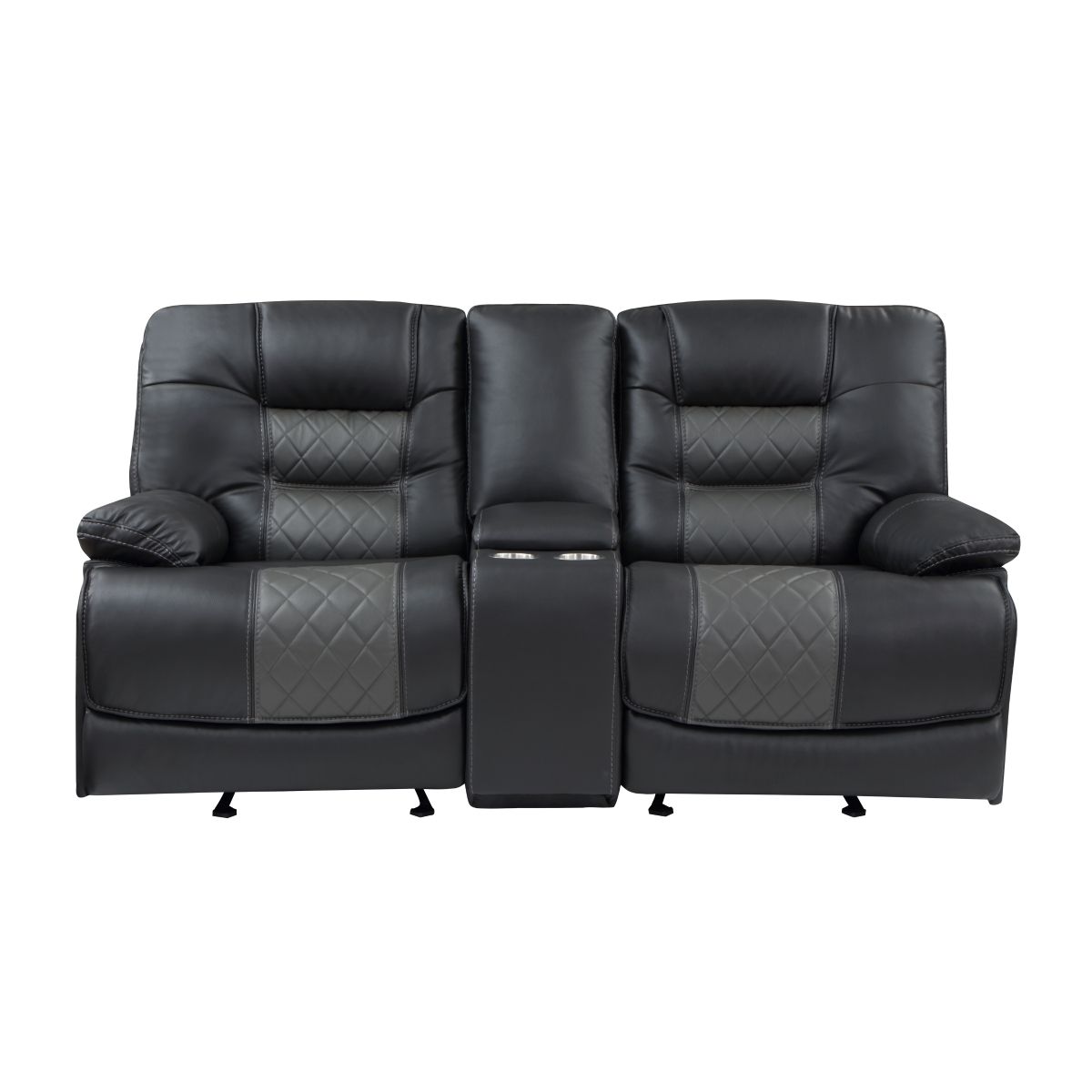 Fabian - Double Glider Reclining Loveseat With Center Console, Receptacles And USB Ports - 2-Tone Gray (Gray / Dark Gray)