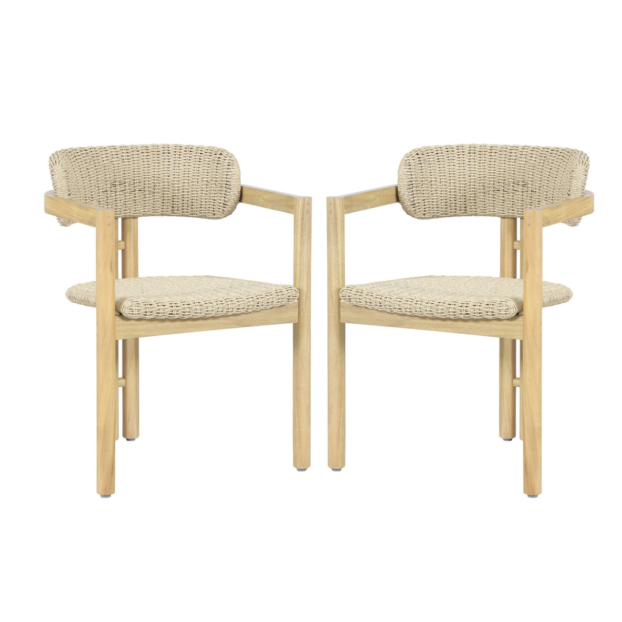 Sedona - Wood And Wicker Patio Dining Chair (Set of 2) - Natural / Brown