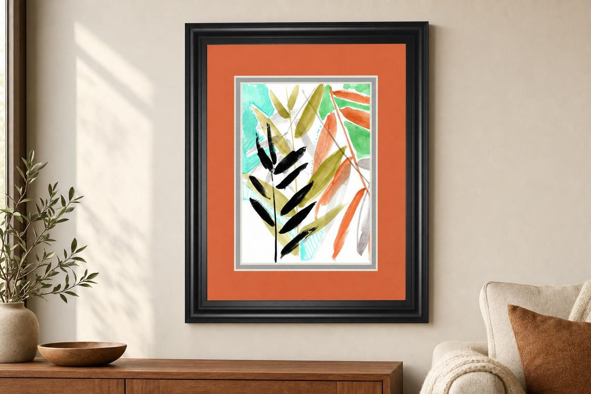 34x40 Vivid Fronds II By Jennifer Goldberger - Orange
