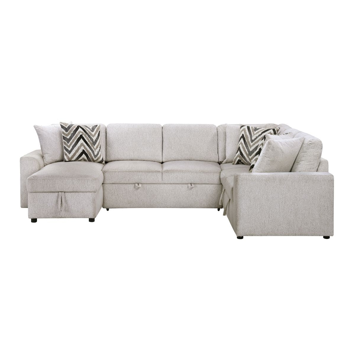 Myrtle - 3 Piece Sectional With Pull-Out Bed And Hidden Storage - Beige