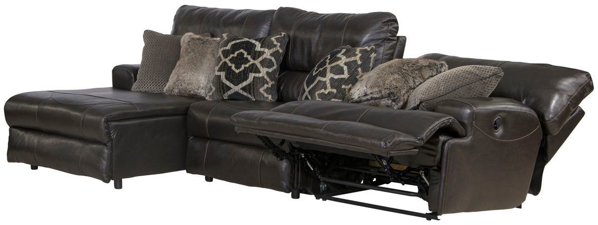 Como - 3 Piece Italian Leather Match Reclining Sectional