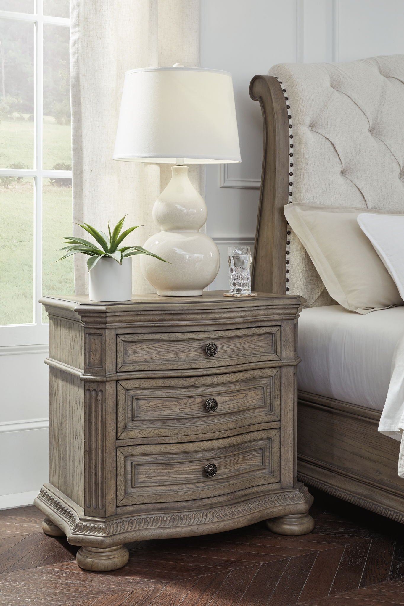 Ardenfield - Three Drawer Night Stand - Light Brown