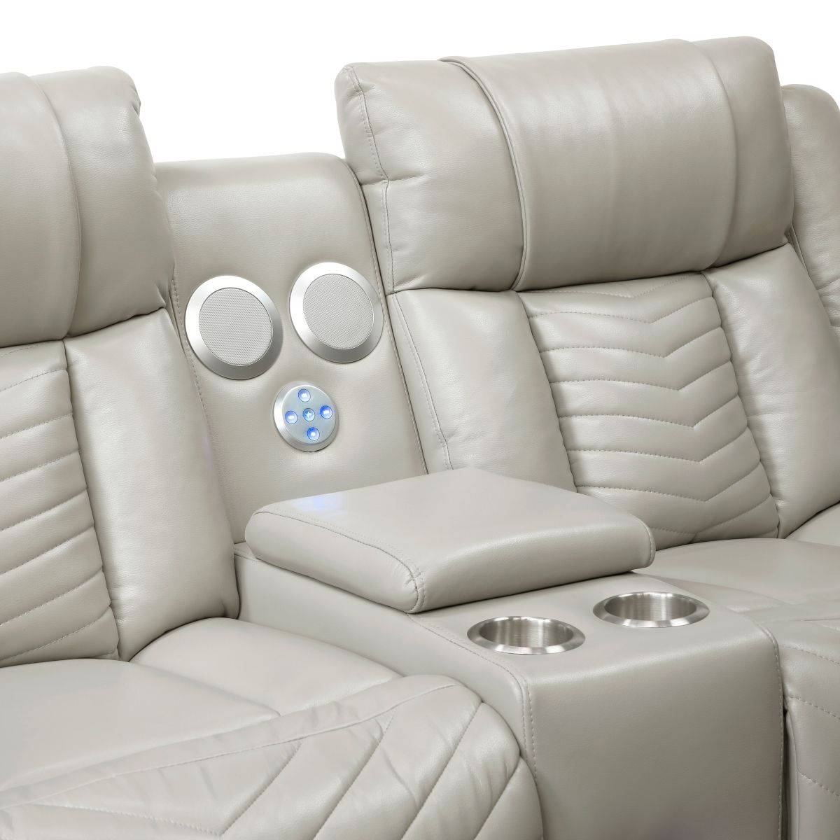 Huron - Power Double Reclining Loveseat With Center Console, Wireless Speakers, LED And Charging Ports