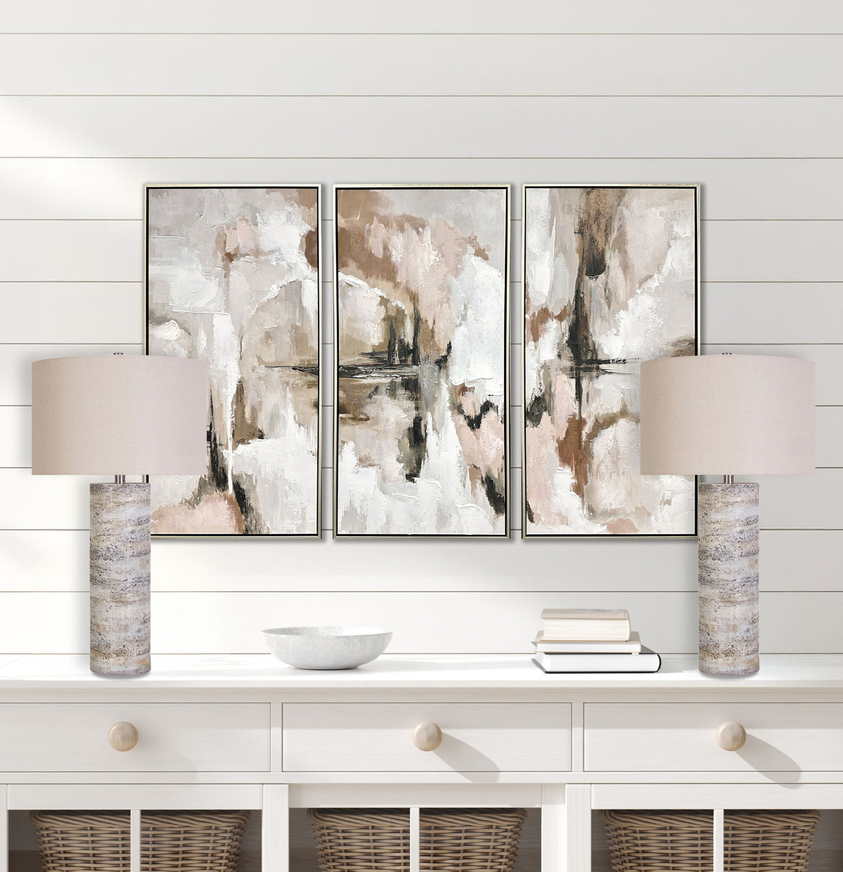 "Stonehaven Glow" Polyresin Table Lamp (Set of 2) - Stone