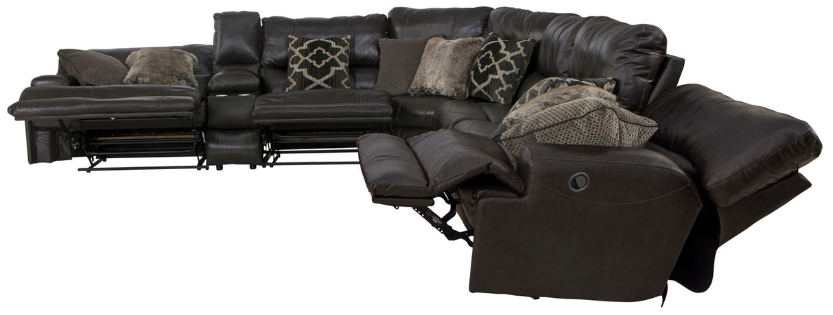 Como - 7 Piece Italian Leather Match Reclining Sectional