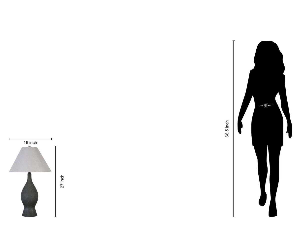 "Cerulean Elegance" Ceramic Table Lamp (Set of 2) - Blue Gray