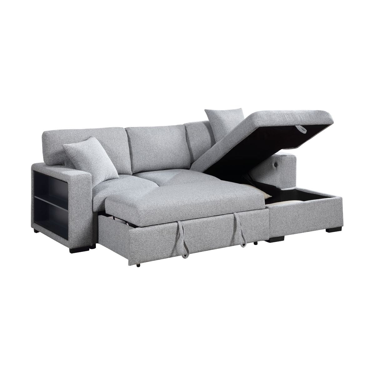 Pompano - Sectional With Chaise, Pull-Out Bed And Hidden Storage, Charging Ports