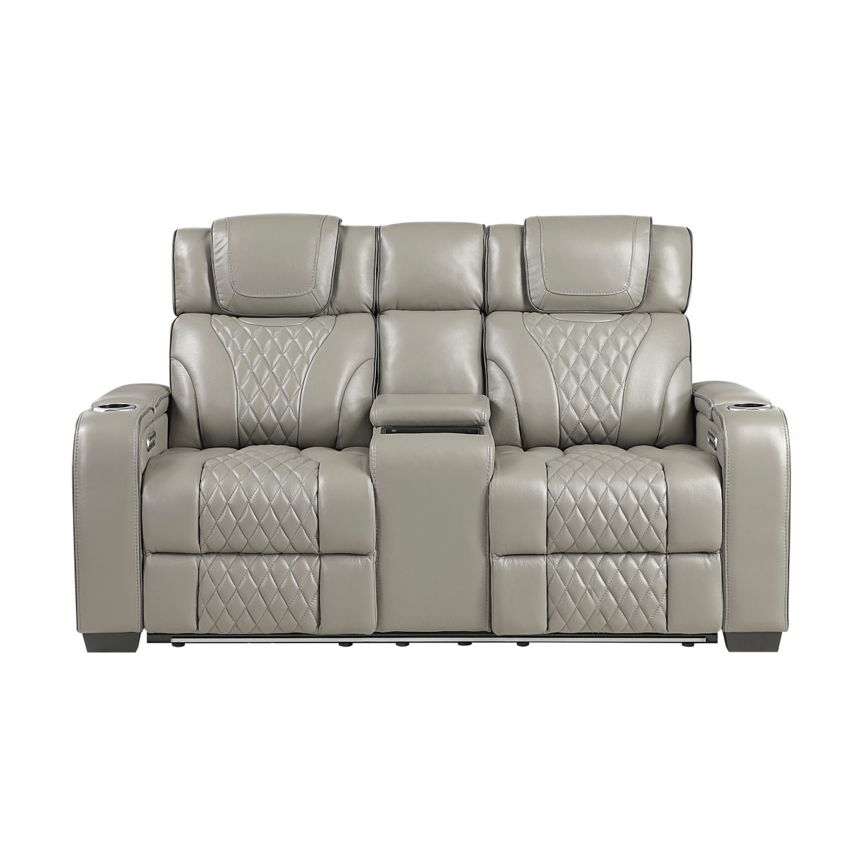 Apex - Power Double Reclining Loveseat With Center Console, Power Headrests, Storage Arms With Cup Holders, Wireless Charger, Air Massage And Heat, LED Lighting And Charging Ports
