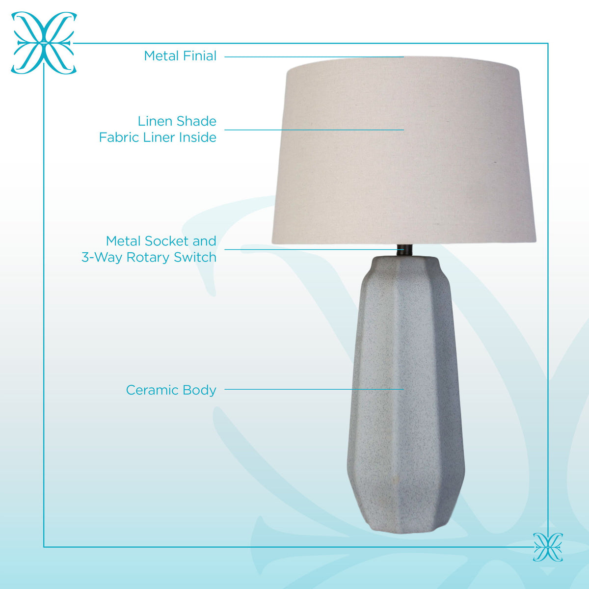 Speckled Stone Ceramic Table Lamp (Set of 2) - Speckled Soft Stone