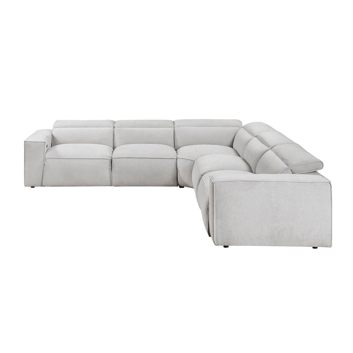 Phoebe - 5-Piece Modular Power Reclining Sectional With Power Headrests - Gray