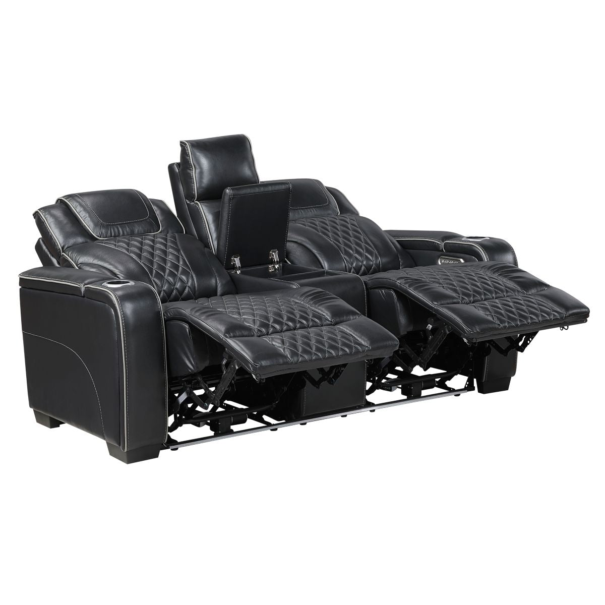 Apex - Power Double Reclining Loveseat With Center Console, Power Headrests, Storage Arms With Cup Holders, Wireless Charger, Air Massage And Heat, LED Lighting And Charging Ports