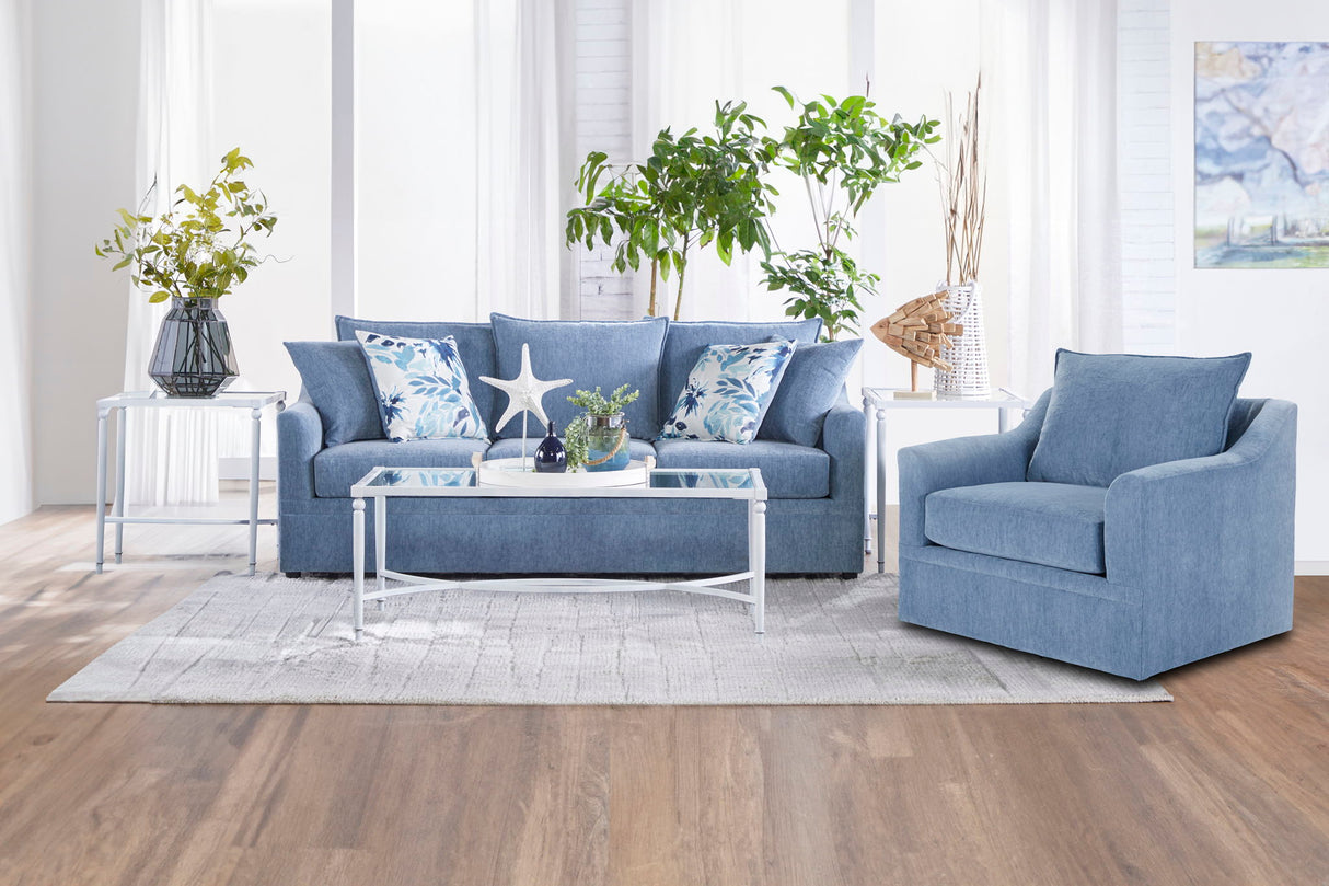 Sylvie - 2 Piece Living Room Set (Sofa & Chair) - Blue Slate