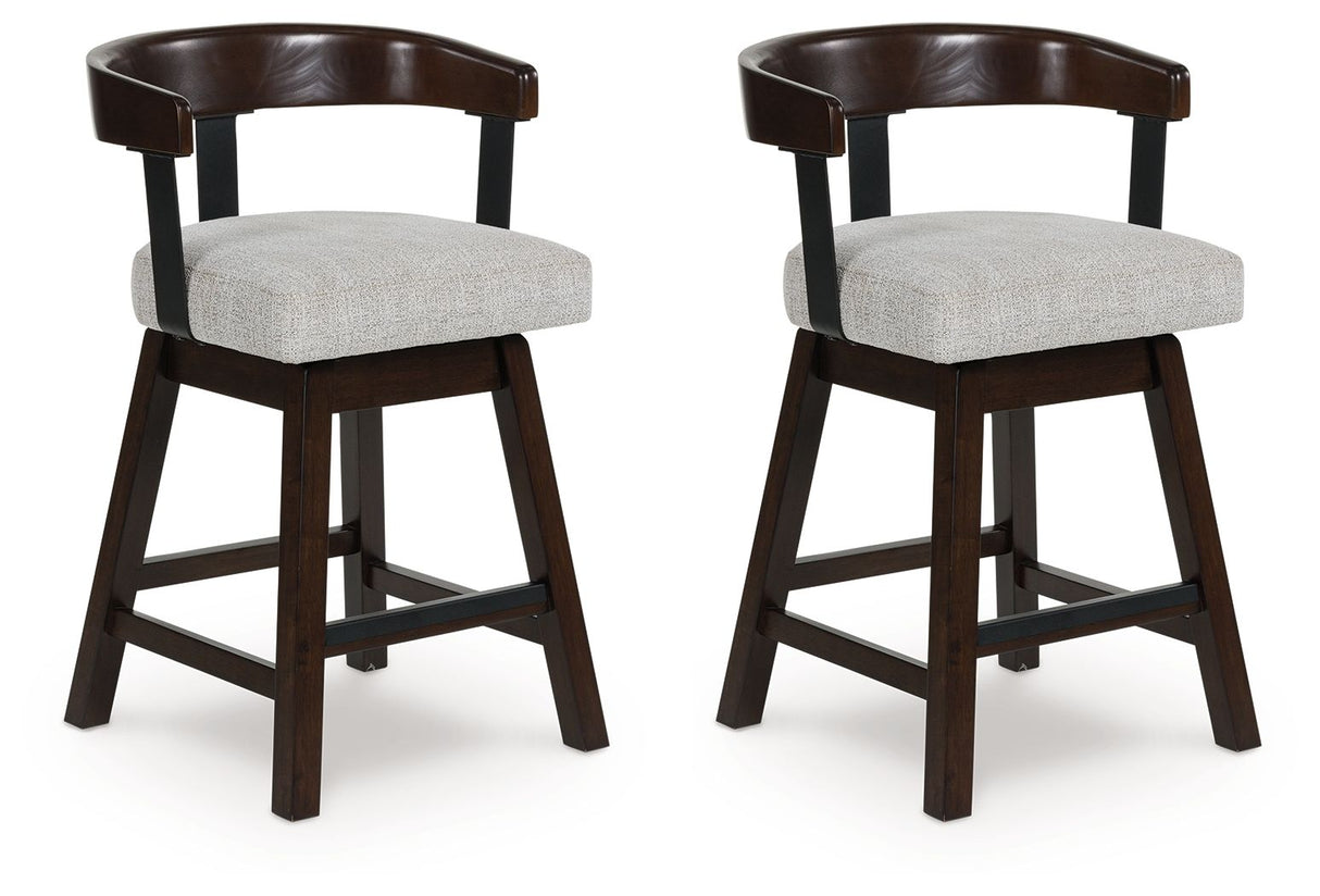 Haddigan - Upholstered Swivel Barstool (Set of 2) - Dark Brown
