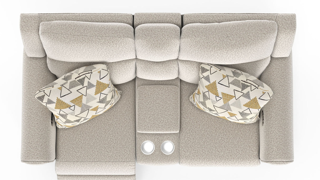 Micah - Power Headrest Power Deep Seat Reclining Console Loveseat - Oatmeal