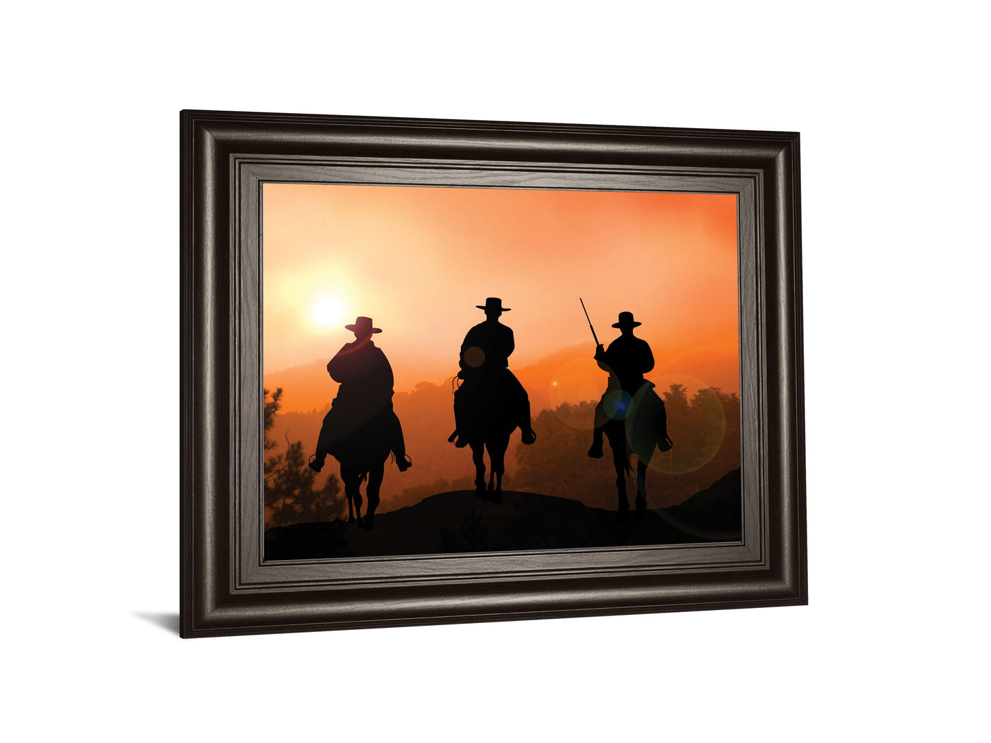 Horse Riders By Jtanki - Framed Print Wall Art - Orange